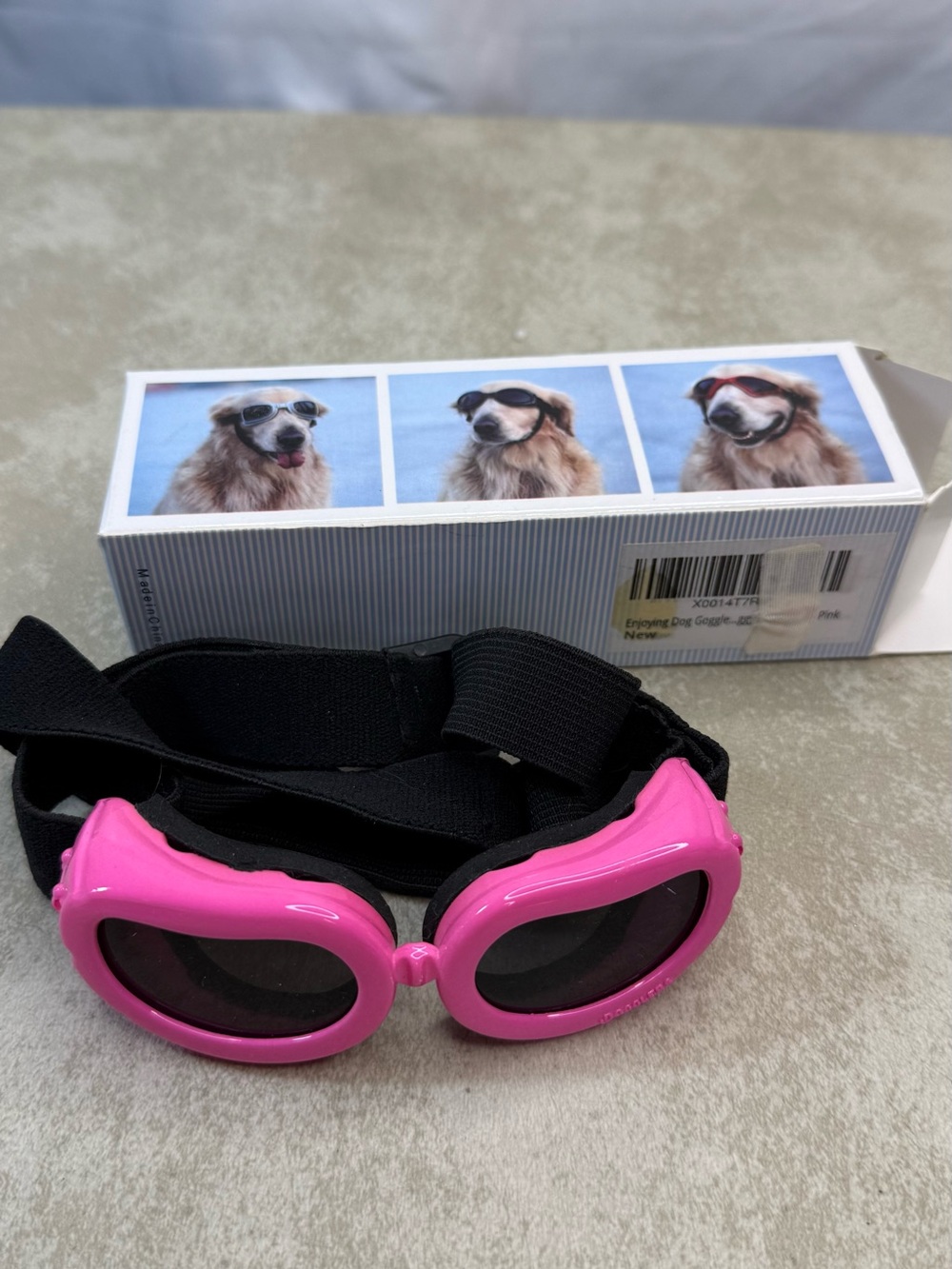 Pink Dog Goggles with Black Strap for Small Dogs